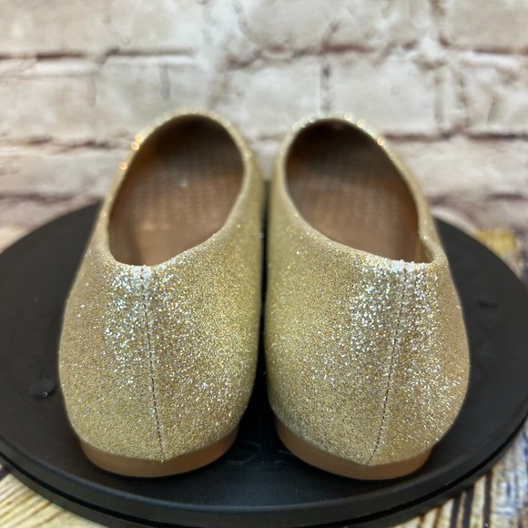 Dream Pairs Metallic Glitter Sparkle Gold Pointed Toe Slip On Ballet Flats 8 - Picture 3 of 9